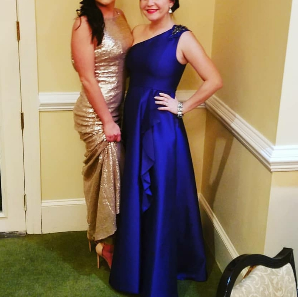 Adrianna Papell one shoulder formal gown